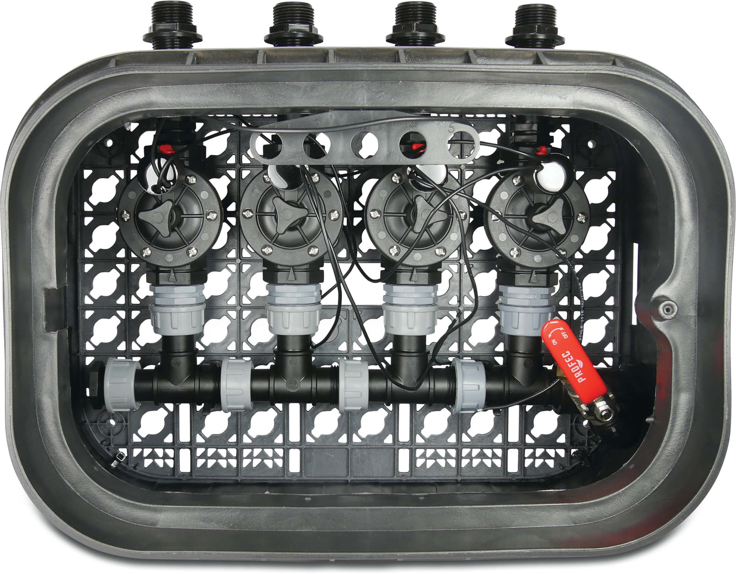 Montierter Ventilkasten rechteckig HDPE 1" Außengewinde Grün Typ 3 Ventile 100-HV Rain Bird