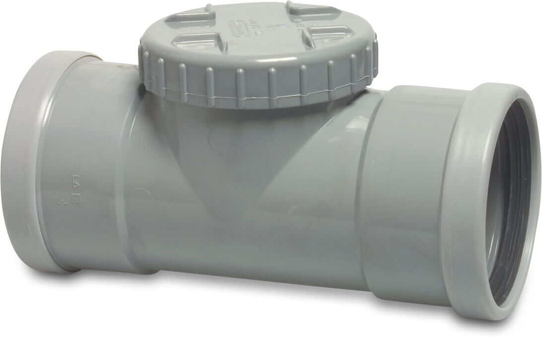 Reinigungsstück PVC-U 110 mm SN4 Steckmuffe DN100 Grau KOMO/BENOR