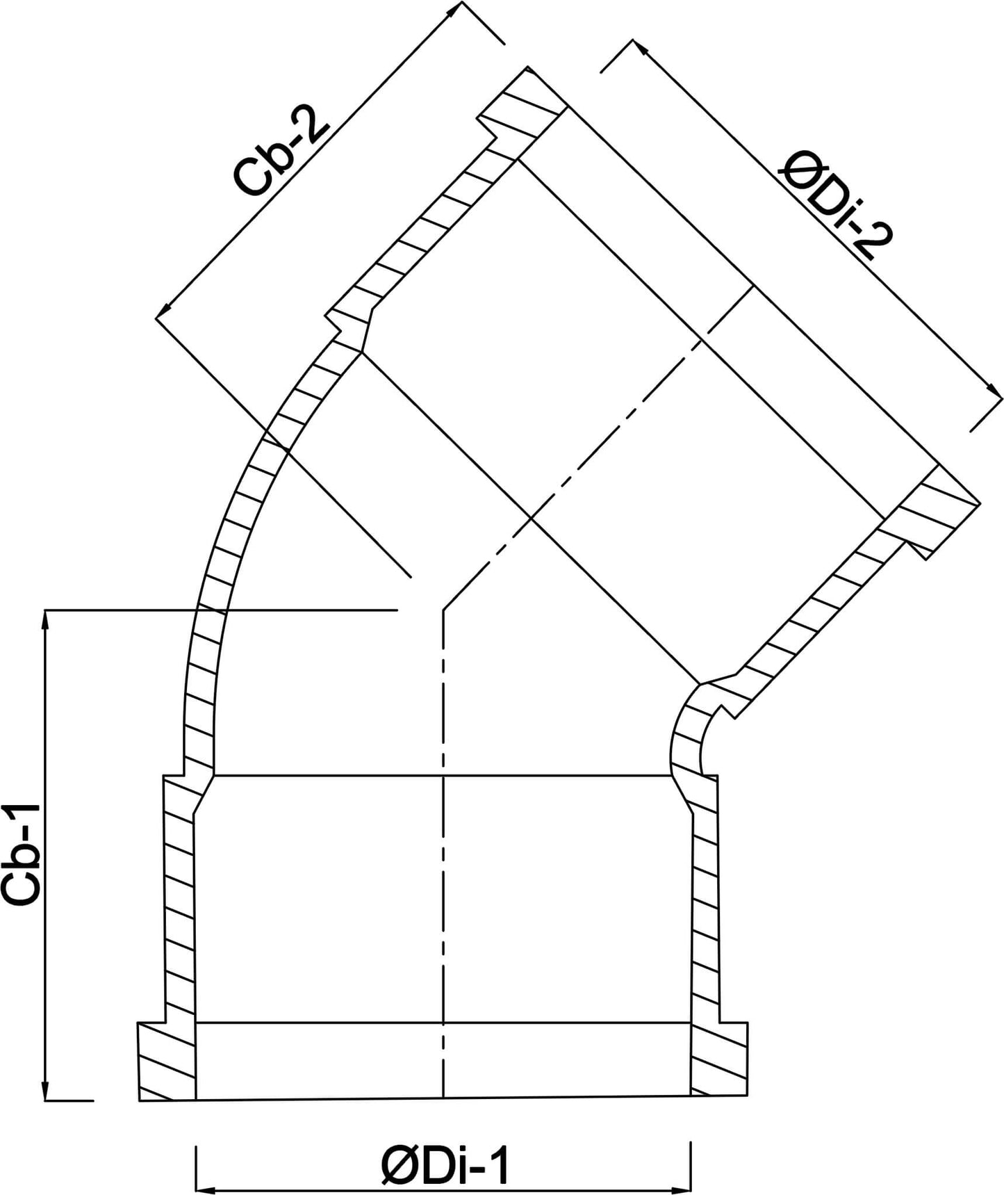 Profec Bogen 45° PVC-U Klebemuffe 10bar Grau Typ aus Rohr hergestellt