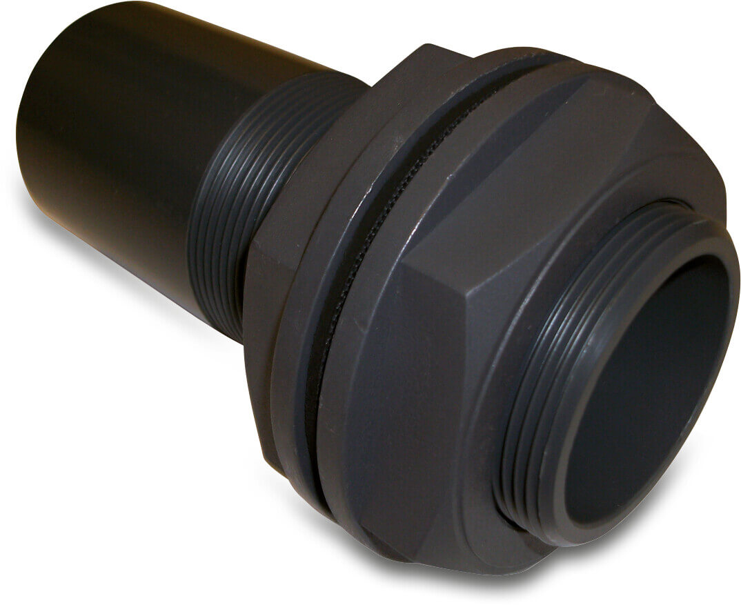 Durchführung PVC-U 1" Imperial Klebestutzen x Außengewinde 10bar Schwarz