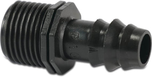 Schlauchtülle POM 1/2" x 16 mm Außengewinde x Tülle 4bar Schwarz