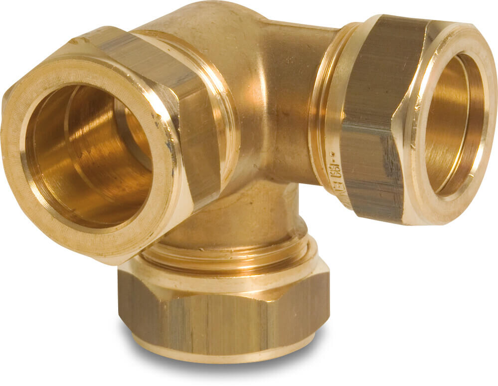 Bonfix Zufuhr T-Stück 90° Messing Klemm KIWA/GASTEC
