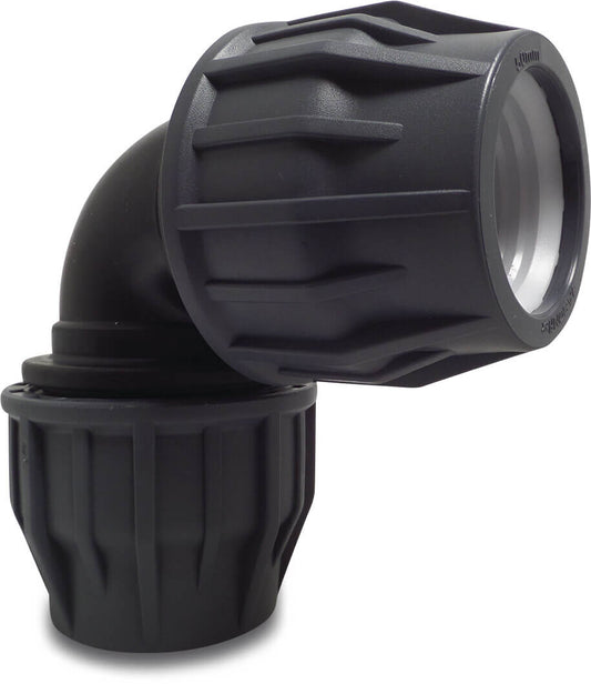 Jasonflex Winkel 90° PP 50 mm Klemm 16bar Grau/Schwarz