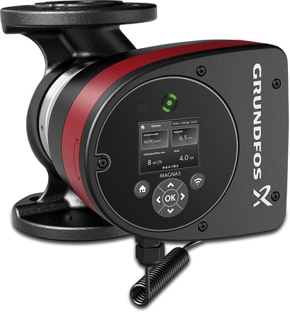 Grundfos Umwälzpumpe mit variabler Drehzahl Gusseisen DIN Flansch 10bar 3.17A 230VAC Schwarz/Rot WRAS