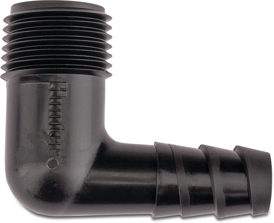 Hunter Winkel 90° PP 1/2" Außengewinde x Tülle Schwarz Typ HSBE-050