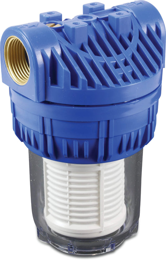 Profec Wasserfilter 5" Kunststoff Innengewinde 8bar 60micron Nylon Filtereinsatz Blau Typ mit 1/8“ Manometeranschluss 5"