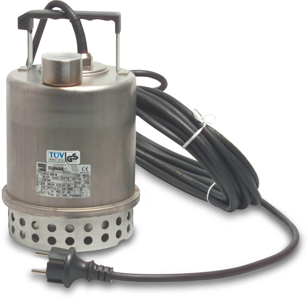 Ebara Best One Tauchpumpe Edelstahl 1 1/4" Innengewinde 5,8A 230VAC Edelstahl mit Schwimmer