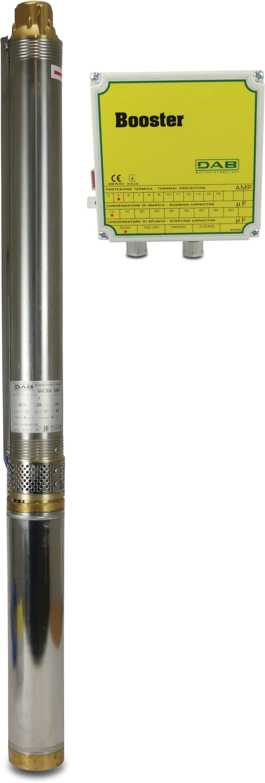 DAB Brunnenpumpe Edelstahl 304 1" Innengewinde 6,1A 230VAC mit 15m Kabel und control box booster Typ Ölkühlung