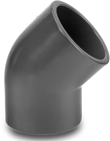 VDL Winkel 45° PVC-U Klebemuffe 16bar Grau KIWA