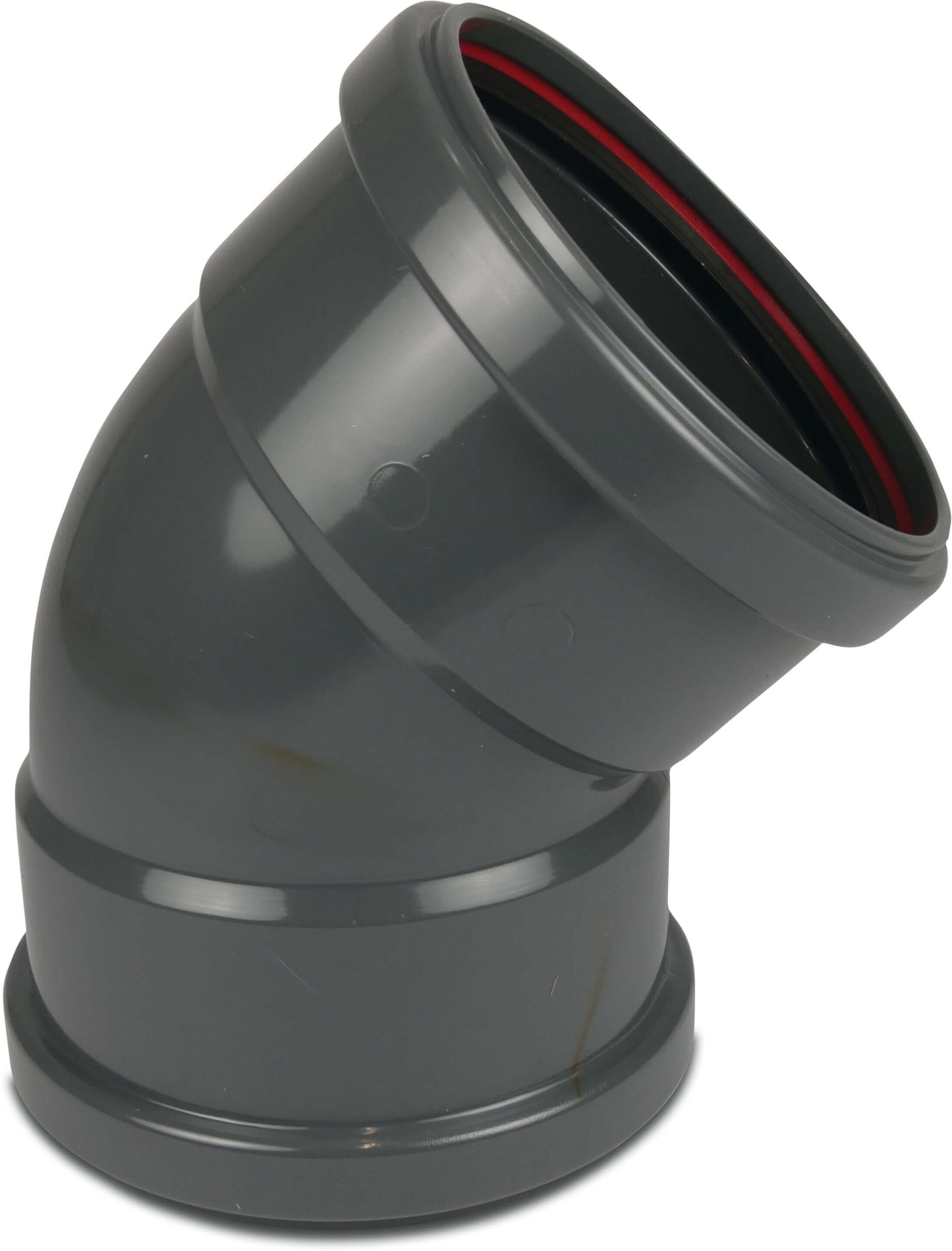 Bogen 45° PVC-U SN4 Steckmuffe DN125 Grau KOMO/BENOR kurz