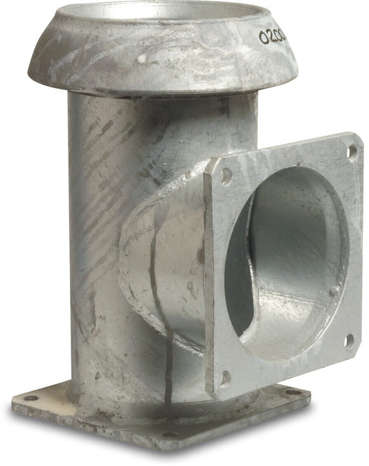 T-Stück Stahl Verzinkt 159 mm x 6" x 6" V-Teil Kardan x Quadratflansch x Quadratflansch Typ Kardan
