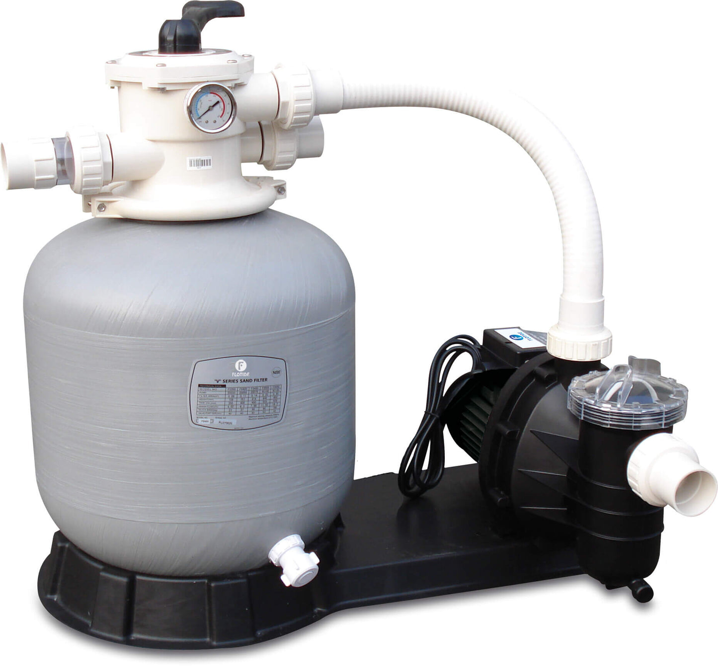 Flotide FSF400 Filtersatz PE/Polyester glasfaserverstärkt 50 mm / 1 1/2" Metrisch/Imperial Klebemuffe 2,5bar 230VAC Grau mit RCD Stecker