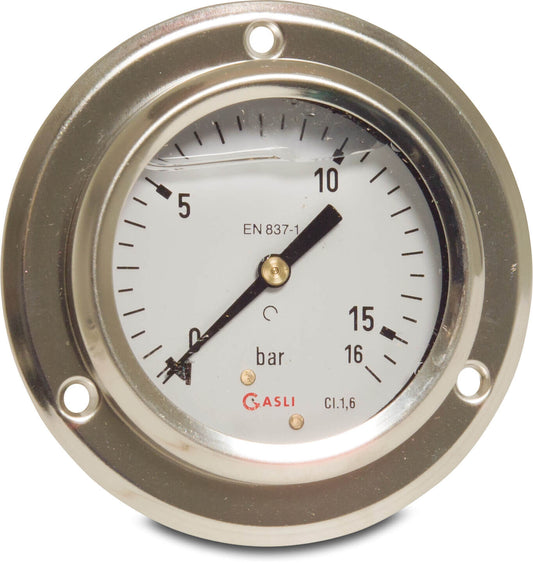 Einbaumanometer 63 mm Außengewinde 0 - 16bar Typ Glyzeringefüllt Hinten 1/4"
