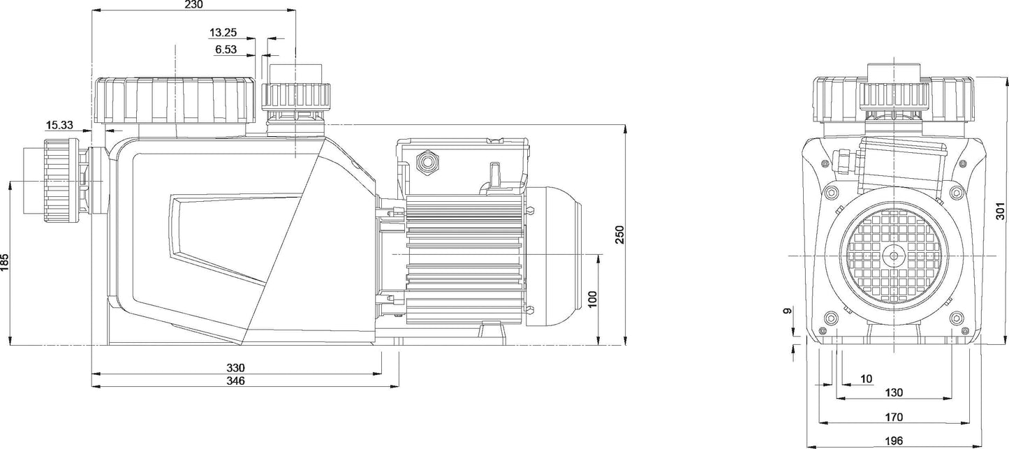 Norsup Evo Pro with Modbus Poolpumpe mit variabler Drehzahl 2" x 1 1/2" Innengewinde 230VAC Weiß/BSchwarz 1,5PS
