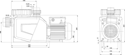 Norsup Evo Pro with Modbus Poolpumpe mit variabler Drehzahl 2" x 1 1/2" Innengewinde 230VAC Weiß/BSchwarz 1,5PS