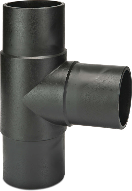 VDL T-Stück 90° PE100 75 mm Stutzen SDR11 10bar 16bar Schwarz DVGW/KIWA