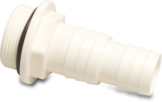 Schlauchtülle ABS 1 1/2" x 32-38 mm Außengewinde x Schlauchtülle 10bar Weiß