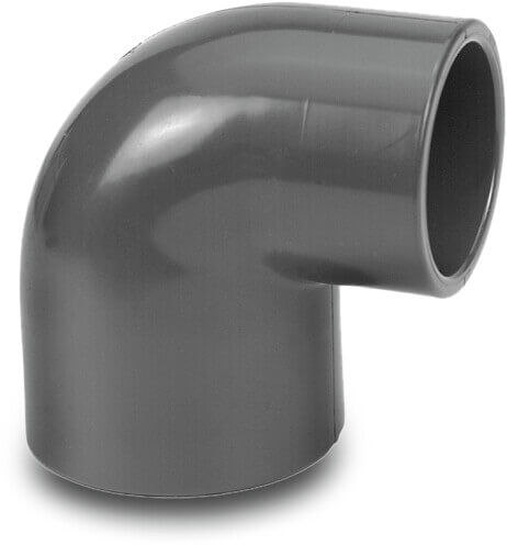 VDL Winkel 90°, reduziert PVC-U Klebemuffe 10bar Grau