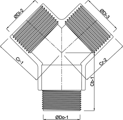 Profec Nr. 220 Y-Stück Messing 1/2" Innengewinde x Außengewinde x Innengewinde 30bar (VE: 10 St.)
