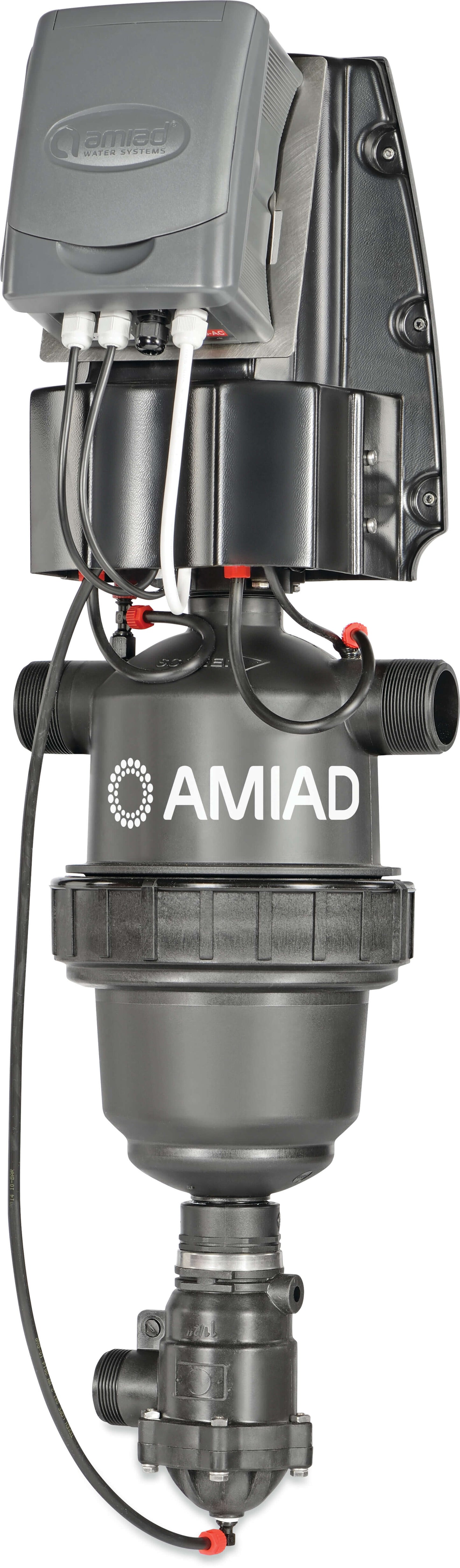 Amiad Automatischer Siebfilter Nylon Außengewinde 8bar 130micron 0,13 mm Edelstahl 316 24VAC Schwarz Typ