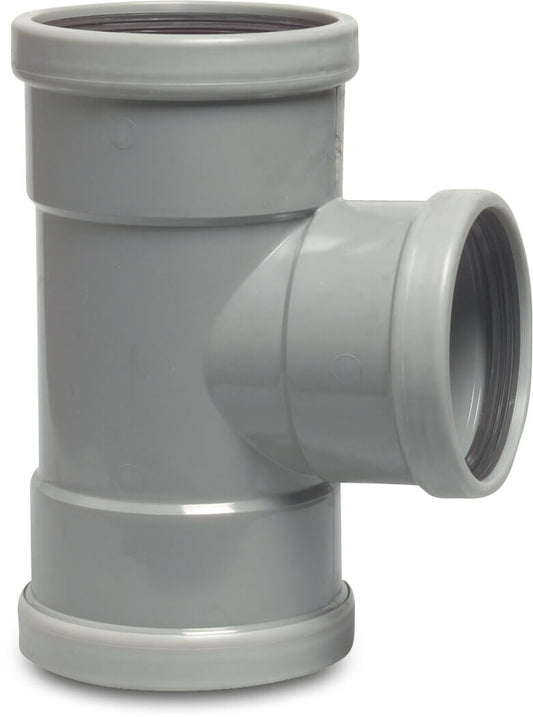 T-Stück 87° PVC-U SN4 Steckmuffe Grau KOMO/BENOR