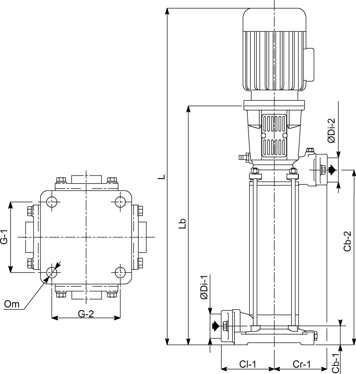 Rovatti Mehrstufige Kreiselpumpe Gusseisen DN65 x DN50 DIN Flansch 400VAC Grün