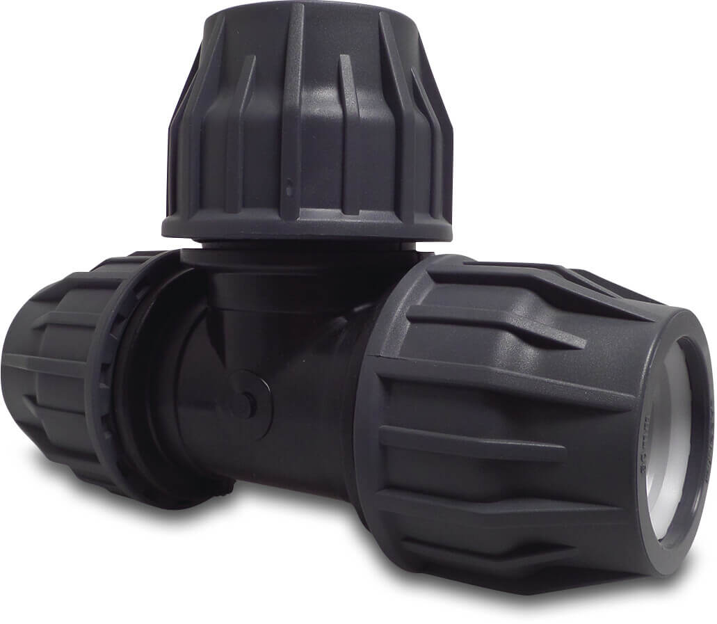 Jasonflex T-Stück 90° PP 50 mm Klemm 16bar Grau/Schwarz