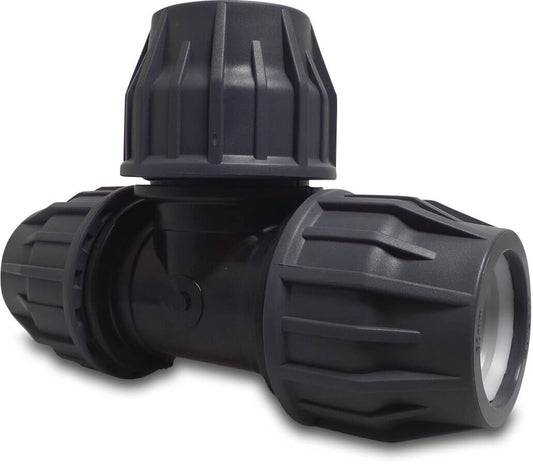 Jasonflex T-Stück 90° PP 50 mm Klemm 16bar Grau/Schwarz