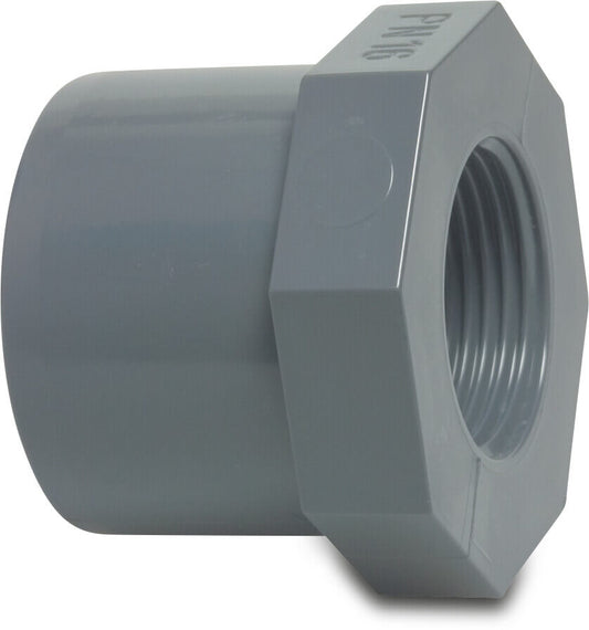 VDL Reduzierstück PVC-U 12/16 mm x 3/8WW Klebemuffe/Klebestutzen x Innengewinde 10bar Grau (VE: 20 St.)