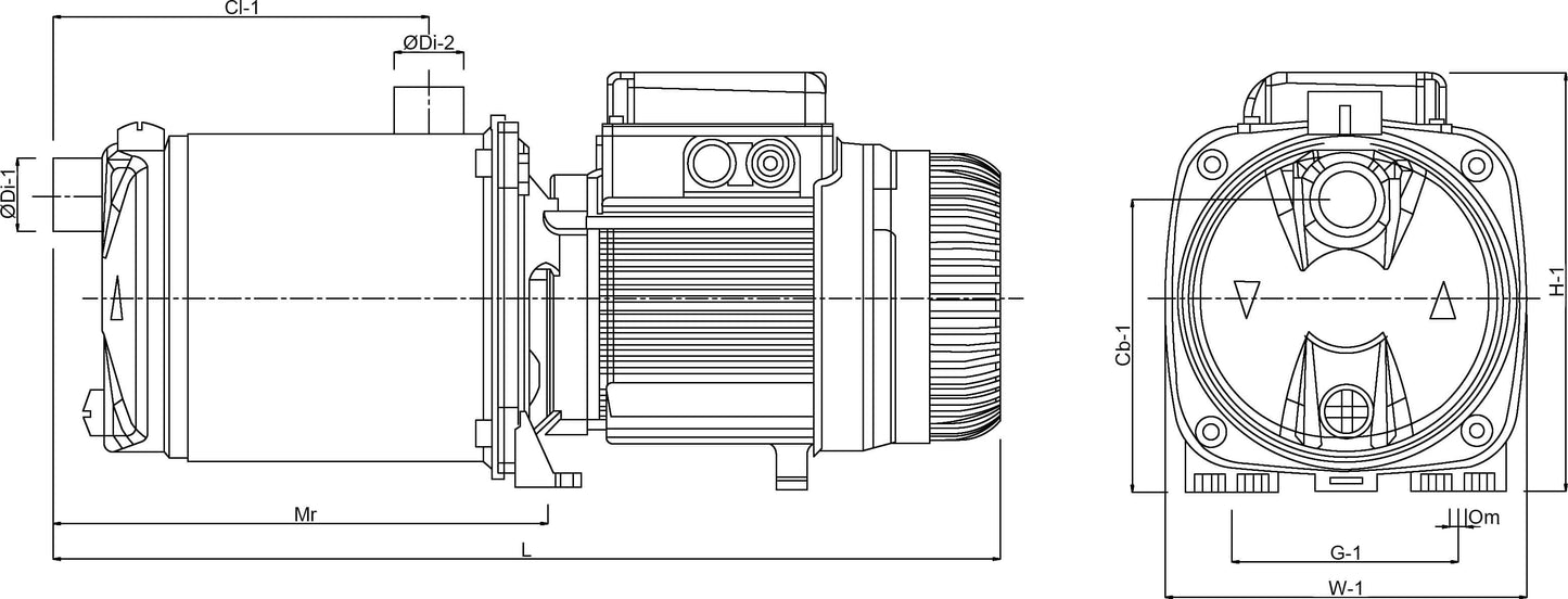 DAB EUROINOX 40/80M Mehrstufige Kreiselpumpe Edelstahl 304 1" Innengewinde 6,5A 230VAC Grün selbstansaugend