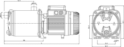 DAB EUROINOX 40/80M Mehrstufige Kreiselpumpe Edelstahl 304 1" Innengewinde 6,5A 230VAC Grün selbstansaugend