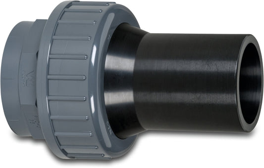 VDL Verschraubung PVC-U/PE Klebemuffe x Stutzen SDR11 7.5bar Grau