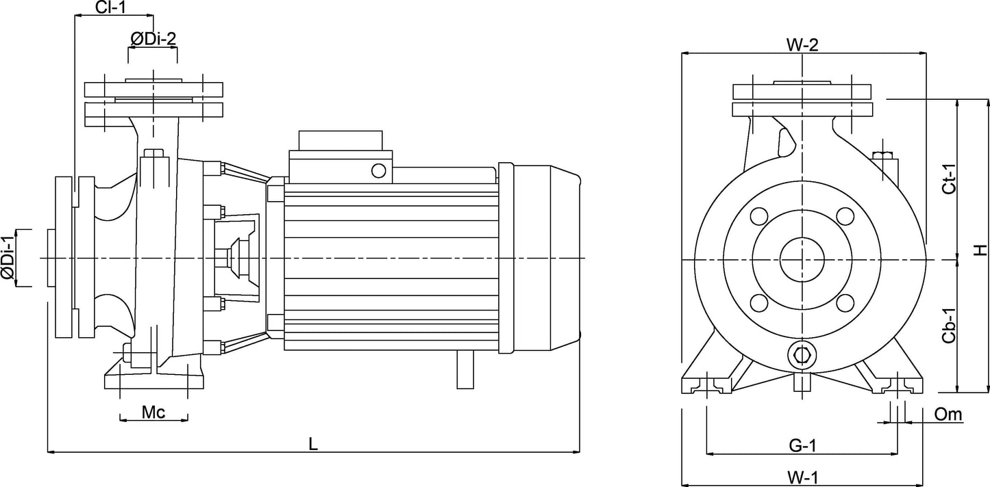 Foras MN32 200 C Kreiselpumpe Gusseisen DN50 x 50 mm x DN32 x 32 mm DIN Flansch 10bar 9,4A 400/690VAC Blau