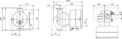 Grundfos Umwälzpumpe mit variabler Drehzahl Edelstahl Außengewinde 10bar 0.61A 230VAC Schwarz/Rot WRAS