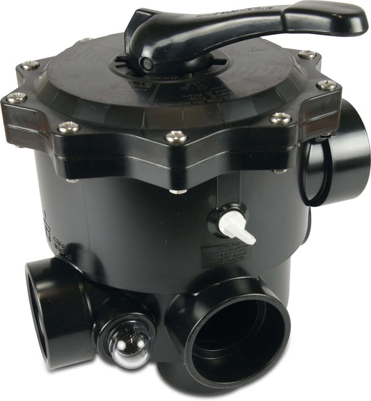 Mehrwegeventil ABS/Edelstahl 1 1/2" Schwarz für top mount Filter