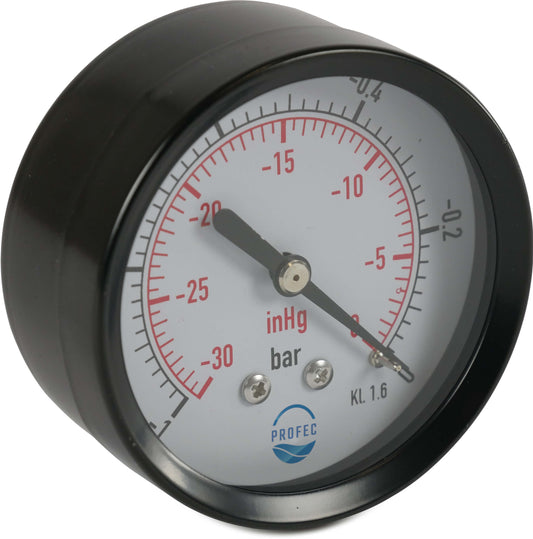 Profec Manometer 40 mm Außengewinde 0 - 10bar Schwarz Typ Trocken Hinten 1/8"