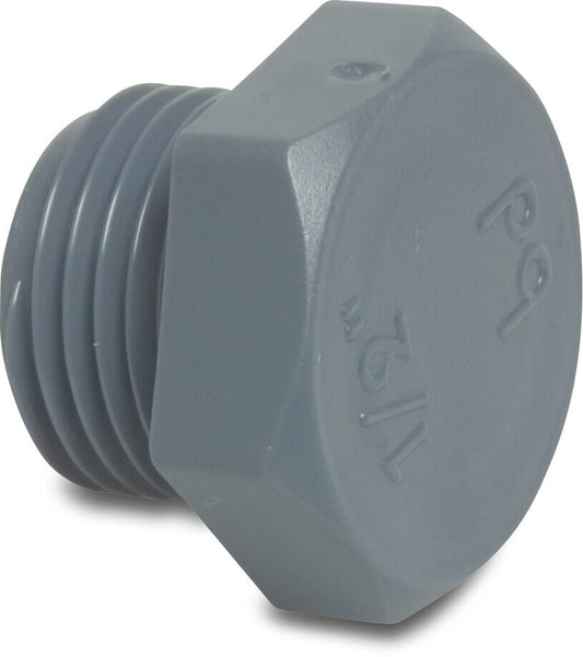 Stopfen PP 3/8" Außengewinde 10bar Grau