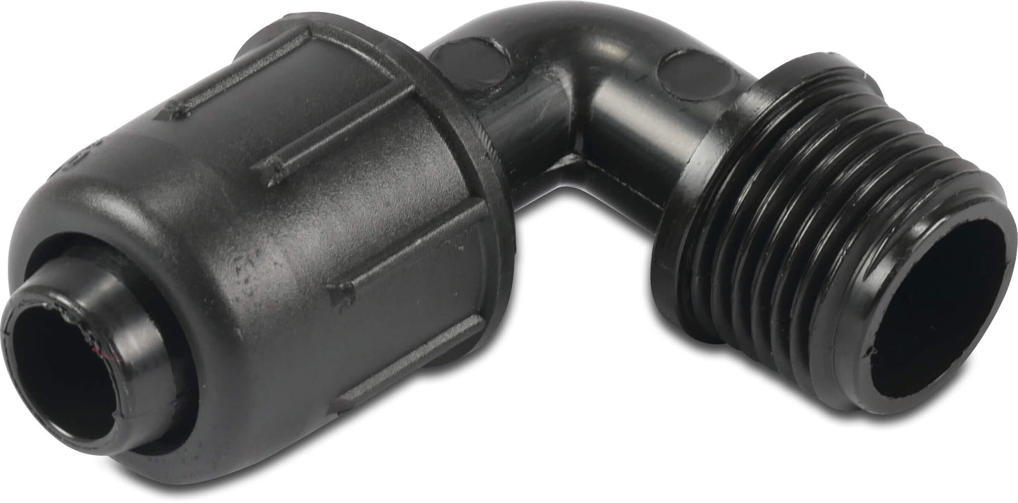 Winkel 90° PP lock x Außengewinde 4bar Schwarz