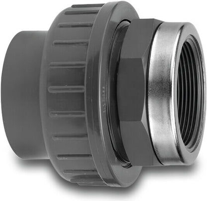 VDL Verschraubung PVC-U Klebemuffe x Innengewinde 10bar Grau Typ verstärkt