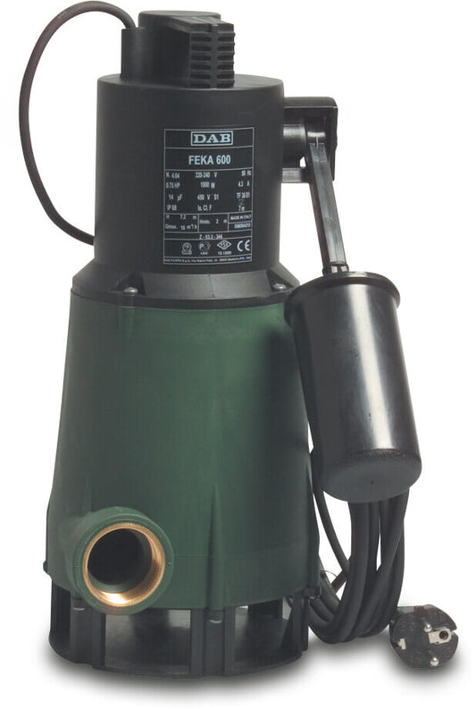 DAB Feka 300 M-A Tauchpumpe faserverstärktem Kunststoff 1" Innengewinde 1,9A 230VAC Grün mit Schwimmer