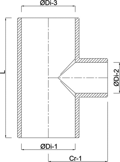 VDL T-Stück 90° PVC-U 50 mm x 32 mm x 50 mm Klebemuffe 10bar Grau
