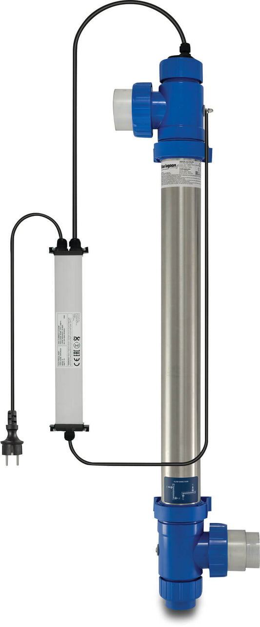 Blue Lagoon UV-C-Desinfektionseinheit Edelstahl 316L 63 mm x 1 1/2" Klebemuffe x Innengewinde 2bar Typ UV-C Tech att