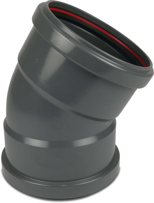 Bogen 30° PVC-U SN4 Steckmuffe DN125 Grau KOMO/BENOR