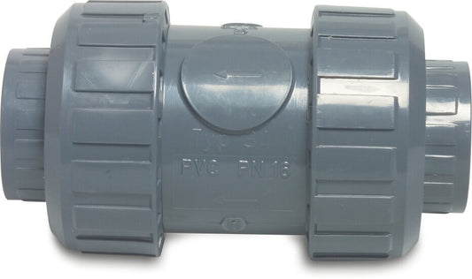 Praher Rückschlagventil federbelastet PVC-U 1/2" Innengewinde 10bar DN15 Grau Typ S4