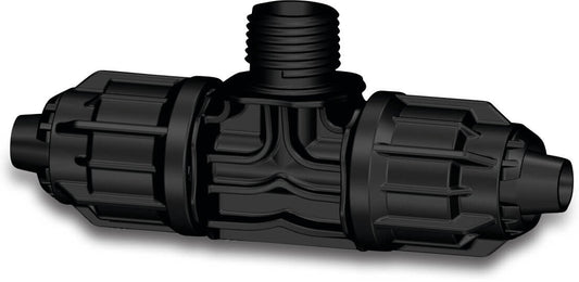 T-Stück 90° PP quick joint x Außengewinde 4bar Schwarz