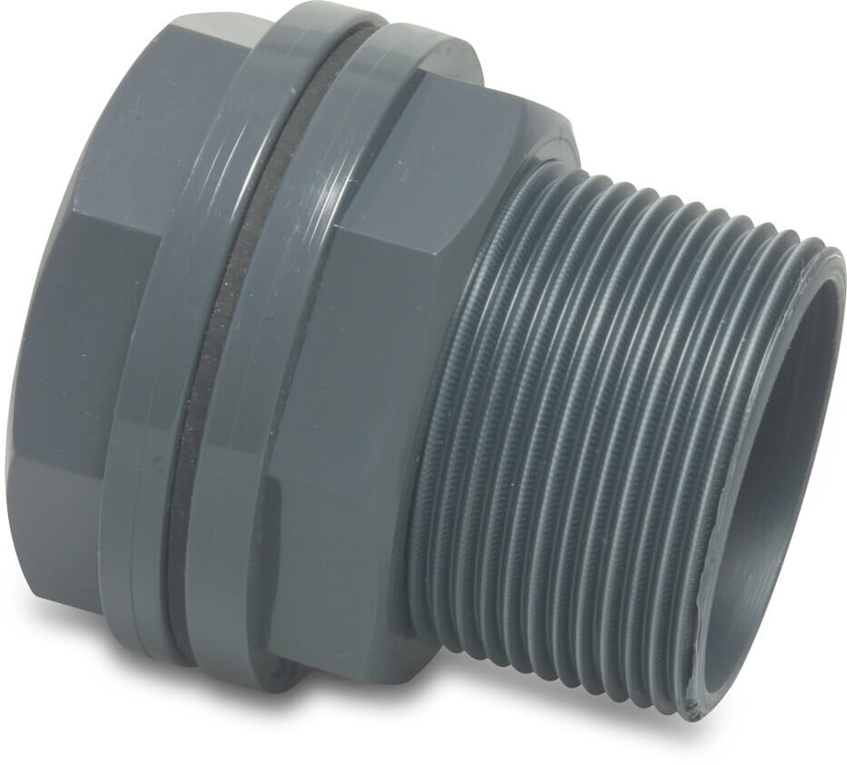 VDL Durchführung PVC-U 63 mm x 2 3/4" Klebemuffe x Außengewinde 10bar Grau