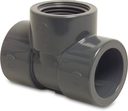 Profec T-Stück 90° PVC-U Klebemuffe x Innengewinde x Klebemuffe 10bar Grau