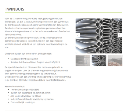 Twin-Rohr Aluminium Anodisiert 22 mm Glatt 6m