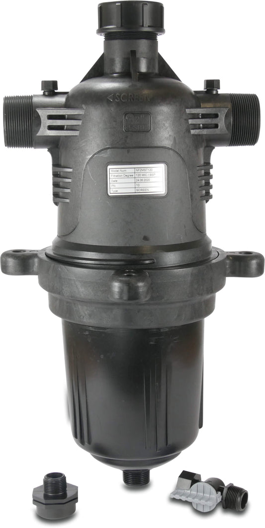 Tavlit Manueller Filter glasfaserverstärktes Nylon 3" Außengewinde 10bar 120micron Edelstahl 316 Schwarz Typ Adir T