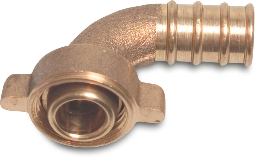 2/3 Schlauchverschraubung Bogen 90° konisch dichtend Messing 3/4" x 20 mm Überwurfmutter IG x Schlauchtülle